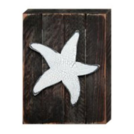 DESIGNOCRACY Nautical Starfish Art on Board Wall Decor Wood 9853118